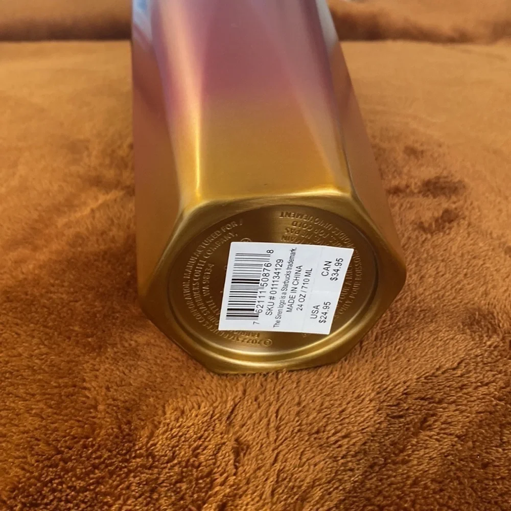 Starbucks 2022 Summer Geometric Pink, Berry, Gold Ombre Tumbler